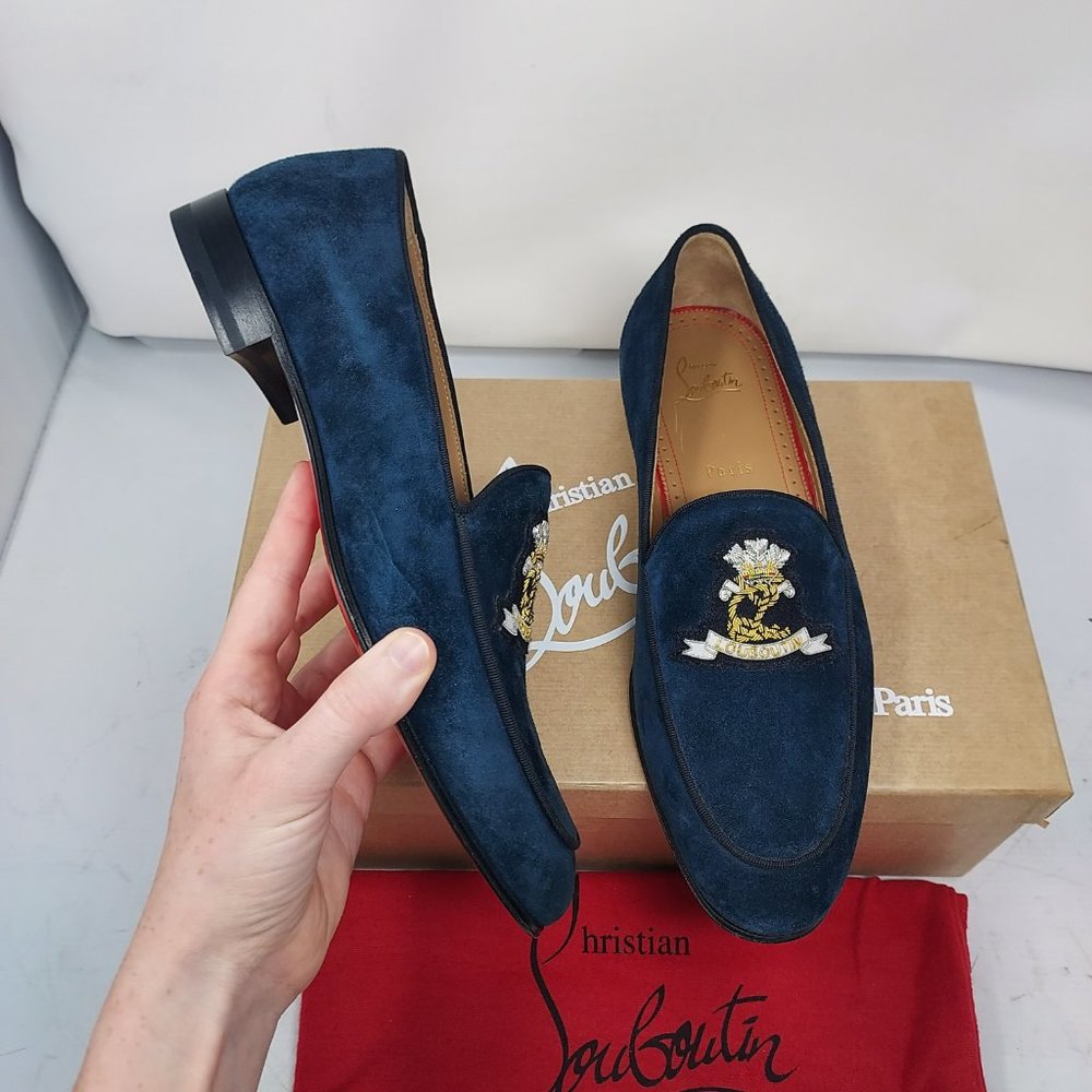 Christian Louboutin CRUISE ON THE NILE Suede Driving Flat Loafer Shoe